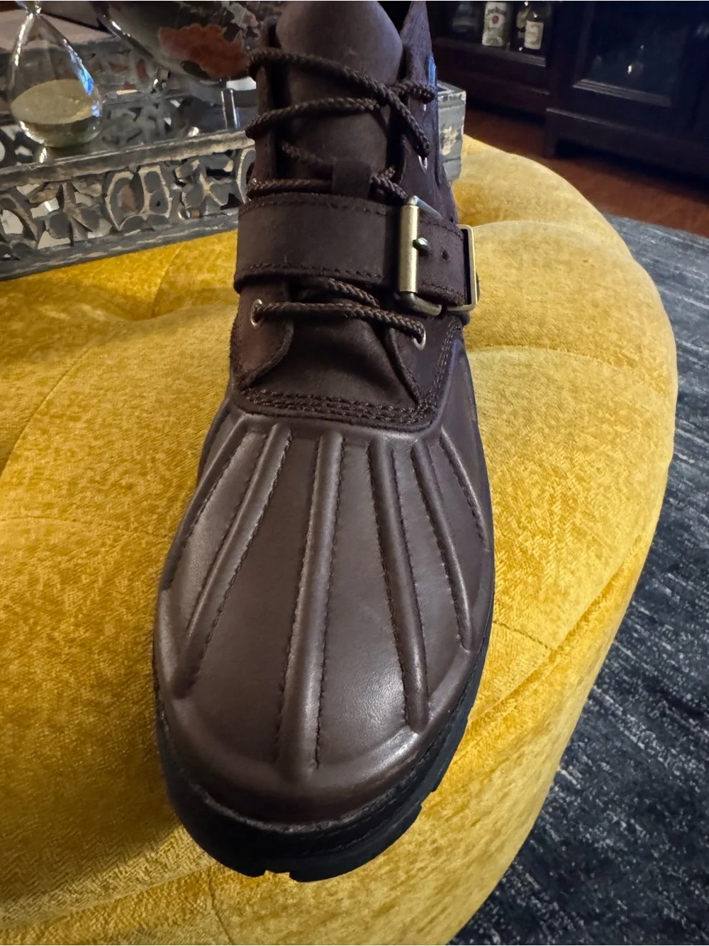 Polo by Ralph Lauren Men’s Brown Leather Oslo Low Waterproof Duck Boots, Size 10
